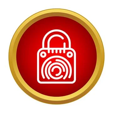 Padlock icon with fingerprint scanner for security access Stock Illustration