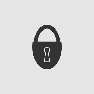 Padlock icon flat. Stock Illustration