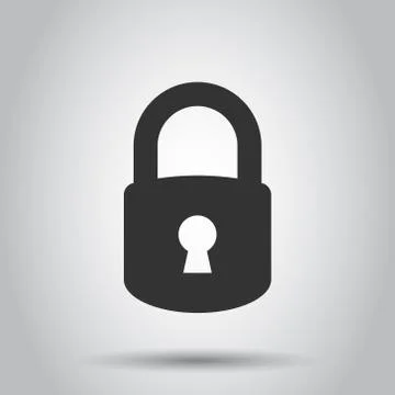 Padlock icon in flat style. Lock vector illustration on white isolated backgr Stock Illustration