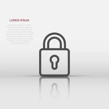 Padlock icon in flat style. Lock vector illustration on white isolated back.. Stock Illustration