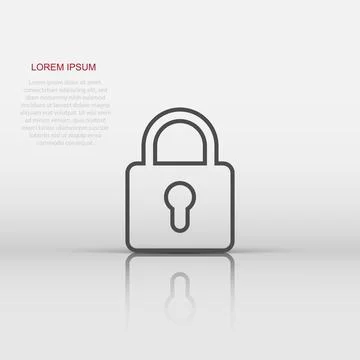 Padlock icon in flat style. Lock vector illustration on white isolated back.. 스톡 일러스트