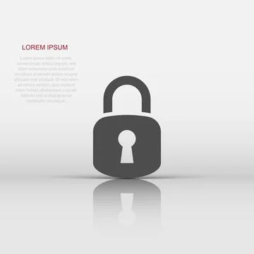 Padlock icon in flat style. Lock vector illustration on white isolated back.. 스톡 일러스트