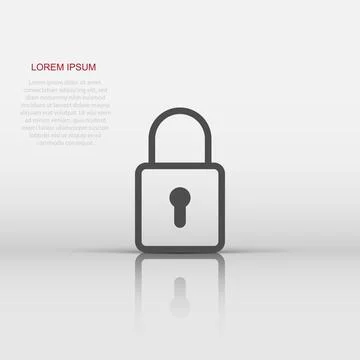 Padlock icon in flat style. Lock vector illustration on white isolated back.. 스톡 일러스트