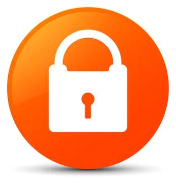 Padlock icon orange round button 스톡 일러스트