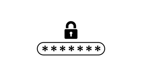 Padlock icon with password enter animation isolated on white background Stock Footage 340349040