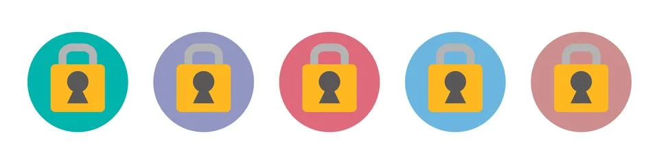 Padlock icon set. Security and lock. 库存插图