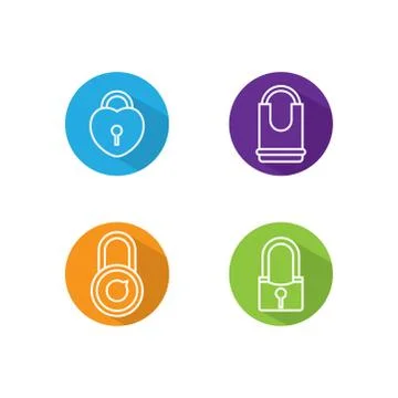 Padlock icon set, vector illustration. Flat design Stock Illustration