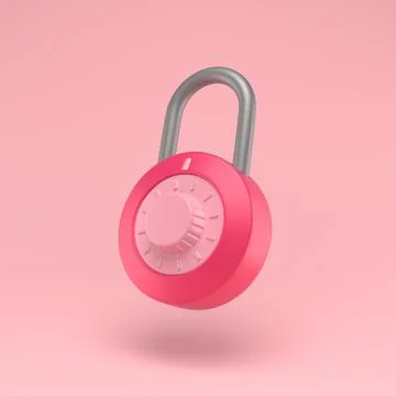 Padlock icon simple 3d illustration on pastel abstract background. Lock with  Stock Illustration