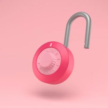 Padlock icon simple 3d illustration on pastel abstract background. Lock with  Illustrazione stock