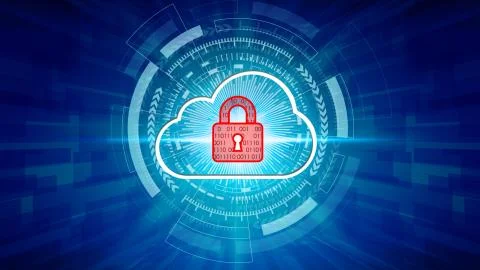 Padlock icon technology with virtual screen icons, Business Technology Privac Stock Photos