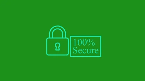 Padlock icon with text 100 percent secure on green screen motion background Stock Footage 340001074