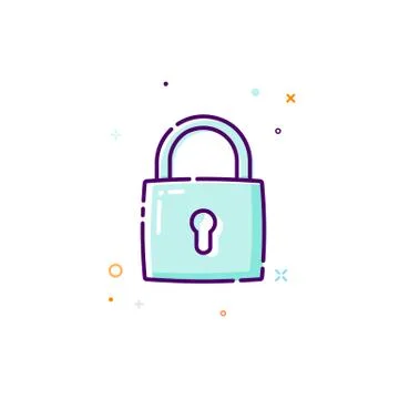 Padlock icon. Thin line flat design icon concept Stock Illustration