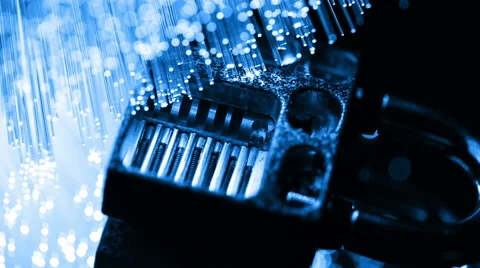 Padlock inside, and fiber optical technology background Stock Footage 65823930