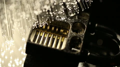 Padlock inside, and fiber optical technology background, shot in HD video Stock Footage 66335615