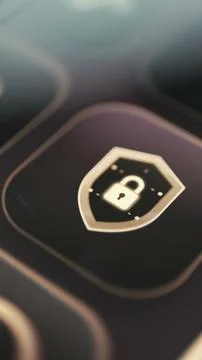 Padlock inside a glowing shield represents secure access, privacy Stock Photos