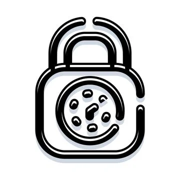 Padlock integrating clock symbolizing timed security access Stock Illustration