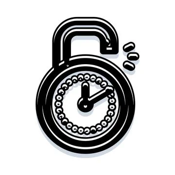 Padlock integrating time clock symbol with timer concept 스톡 일러스트