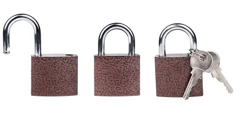 Padlock isolate set Stock Photos