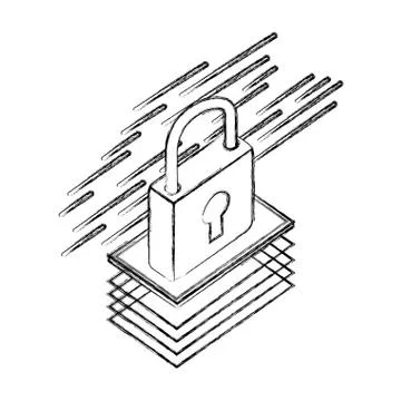 Padlock isometric security protection icon 스톡 일러스트