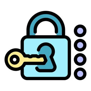 Padlock with key and password, keeping data safe 스톡 일러스트