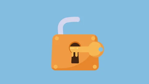 Padlock With Key Hole Cyber Security 2d Animation with Alpha Matte Stock Footage 336293660