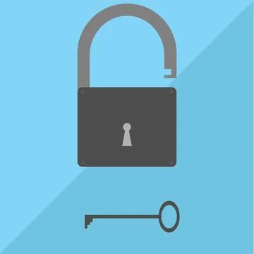 Padlock with key Stock Illustration