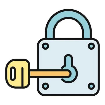 Padlock with key inserted illustrating security access concept Stock Illustration