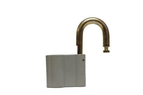 Padlock with key isolated on white background Stock Photos