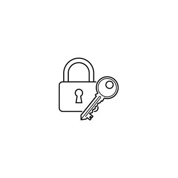 Padlock with key, security and access control symbol, locked Stock Illustration