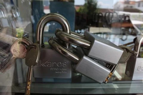 Padlock with Keys – Close-up Shot Stock Photos