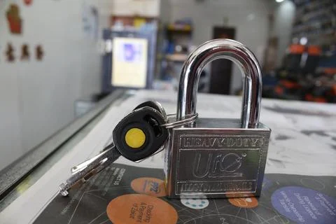 Padlock with Keys – Close-up Shot Stock Photos