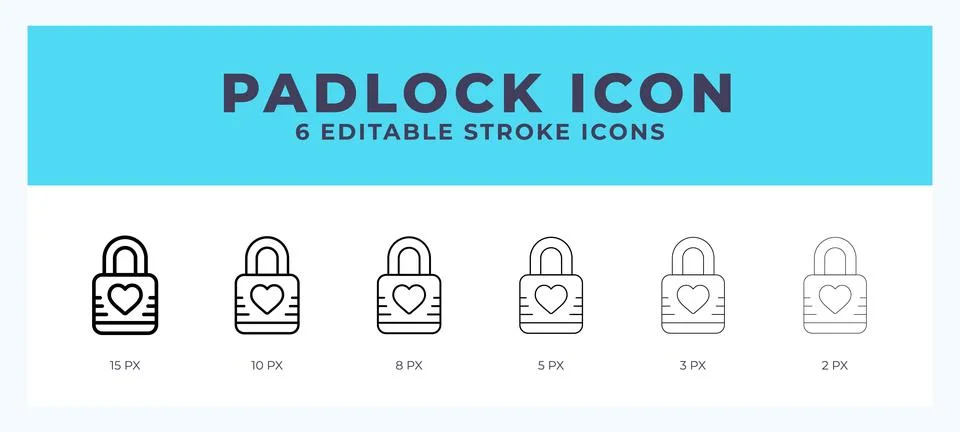Padlock line icon illustrations with editable strokes. 스톡 일러스트
