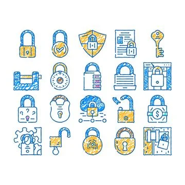 Padlock lock safe password icon hand drawn イラスト素材