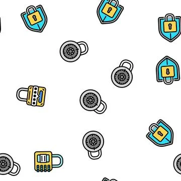 Padlock lock safe password key vector seamless pattern Stock Illustration