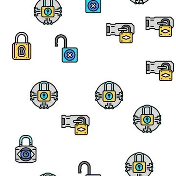 Padlock lock safe password key vector seamless pattern Illustrazione stock