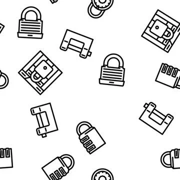 Padlock lock safe password vector seamless pattern 库存插图