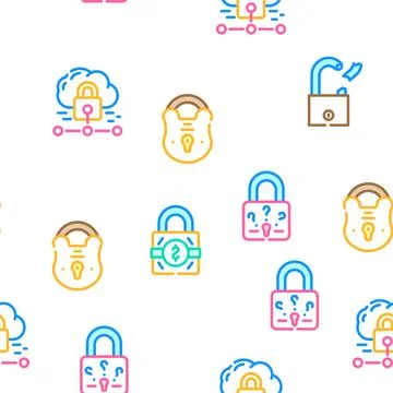 Padlock lock safe password vector seamless pattern Illustrazione stock