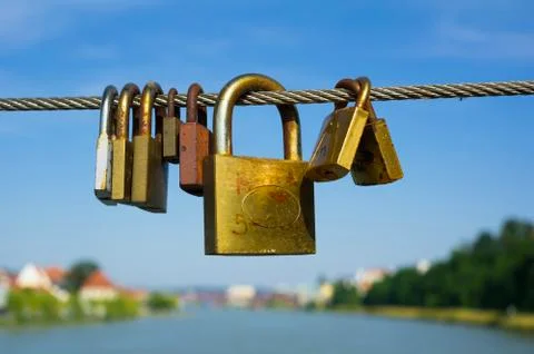 Padlock / Lock as symbol and expression of eternal romance, couple, and love Stock Photos