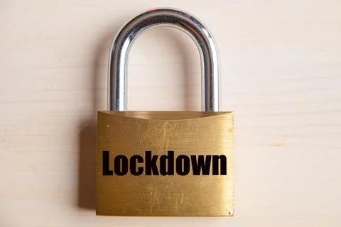 Padlock with Lockdown inscription Stock Photos