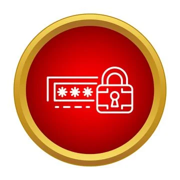 Padlock locking password input field on red icon Stock Illustration