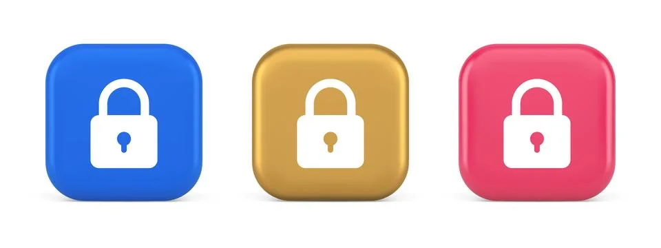 Padlock locking web access button password security protection safe encrypt.. Illustrazione stock