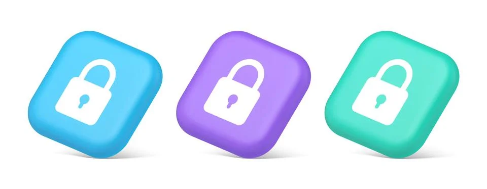 Padlock locking web access button password security protection safe encrypt.. Stock Illustration