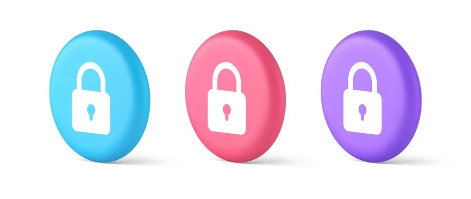 Padlock locking web access button password security protection safe encrypt.. Illustrazione stock