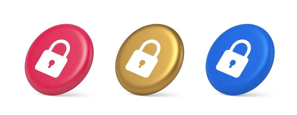 Padlock locking web access button password security protection safe encrypt.. Illustrazione stock