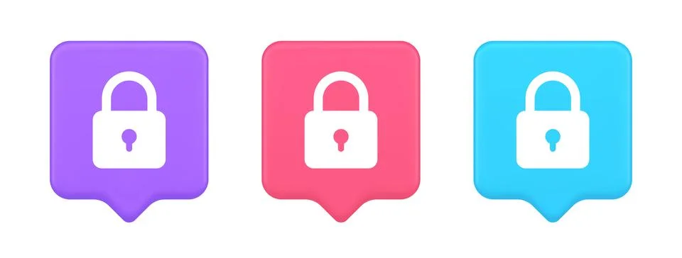 Padlock locking web access button password security protection safe encryptio Stock Illustration