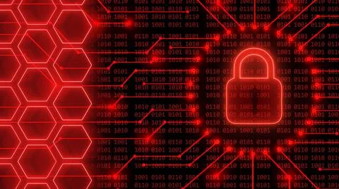 Padlock logo - abstract background in red of 4-digit binary code Stock Illustration