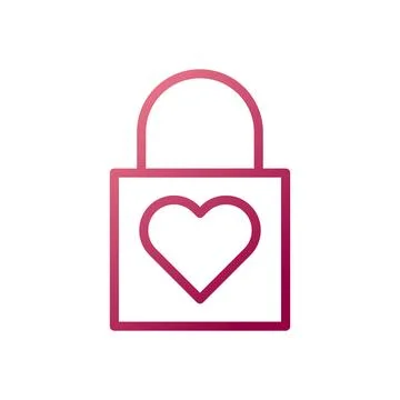 Padlock love icon gradient white red style valentine illustration symbol pe.. Stock Illustration