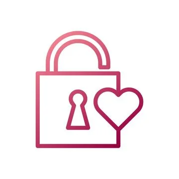 Padlock love icon gradient white red style valentine illustration symbol pe.. Stock Illustration