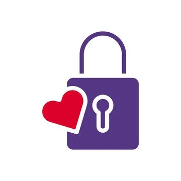Padlock love icon solid duocolor red purple style valentine illustration sy.. Stock Illustration