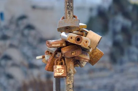 Padlock of love Stock Photos